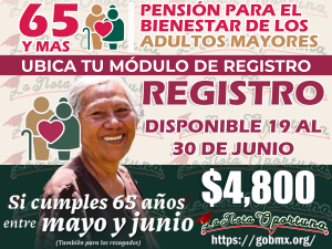 Ya inicio el Registro Pensión Bienestar para los Adultos Mayores 19 al