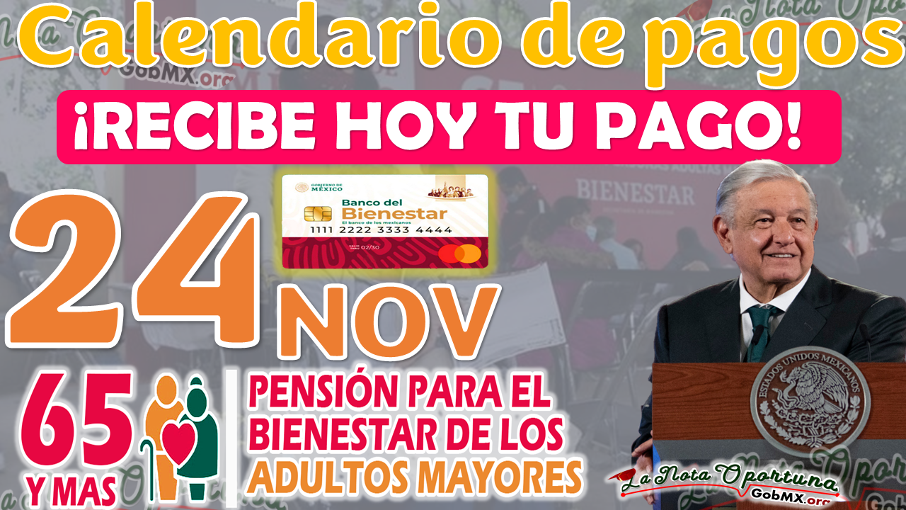 Pensión Bienestar | Este viernes 24 de Noviembre estos Adultos Mayores cobran pago de $4 mil 800 Pesos