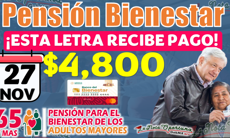 ¡Estos Adultos Mayores de la Pensión Bienestar reciben pago de $4 mil 800 pesos durante el día Lunes 27 de Noviembre!