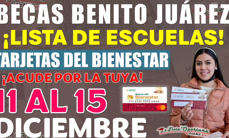 Becas Benito Juárez | Consulta la LISTA de Escuelas que recibirán Tarjeta del Bienestar del 11 al 15 de Diciembre 