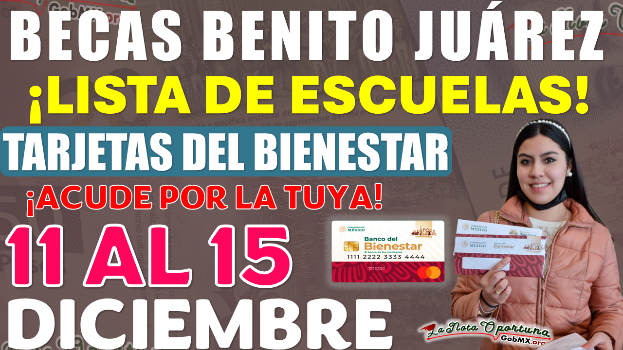 Becas Benito Juárez | Consulta la LISTA de Escuelas que recibirán Tarjeta del Bienestar del 11 al 15 de Diciembre 