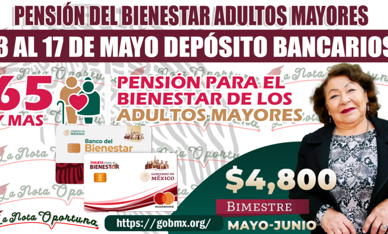 CALEDARIO DE PAGO OFICIAL Pensión del Bienestar del 3 al 17 de Mayo 2023