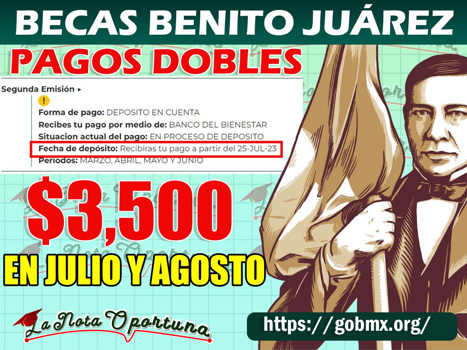 Atención Becas Benito Juárez ¡Pagos Dobles en JULIO Y AGOSTO $3,500! Estos son los alumnos que lo recibirán