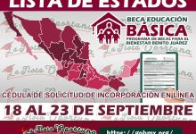 Becas Benito Juarez Tercera etapa: Consulta que estados les corresponde realizar la CSI del 18 al 23 de septiembre