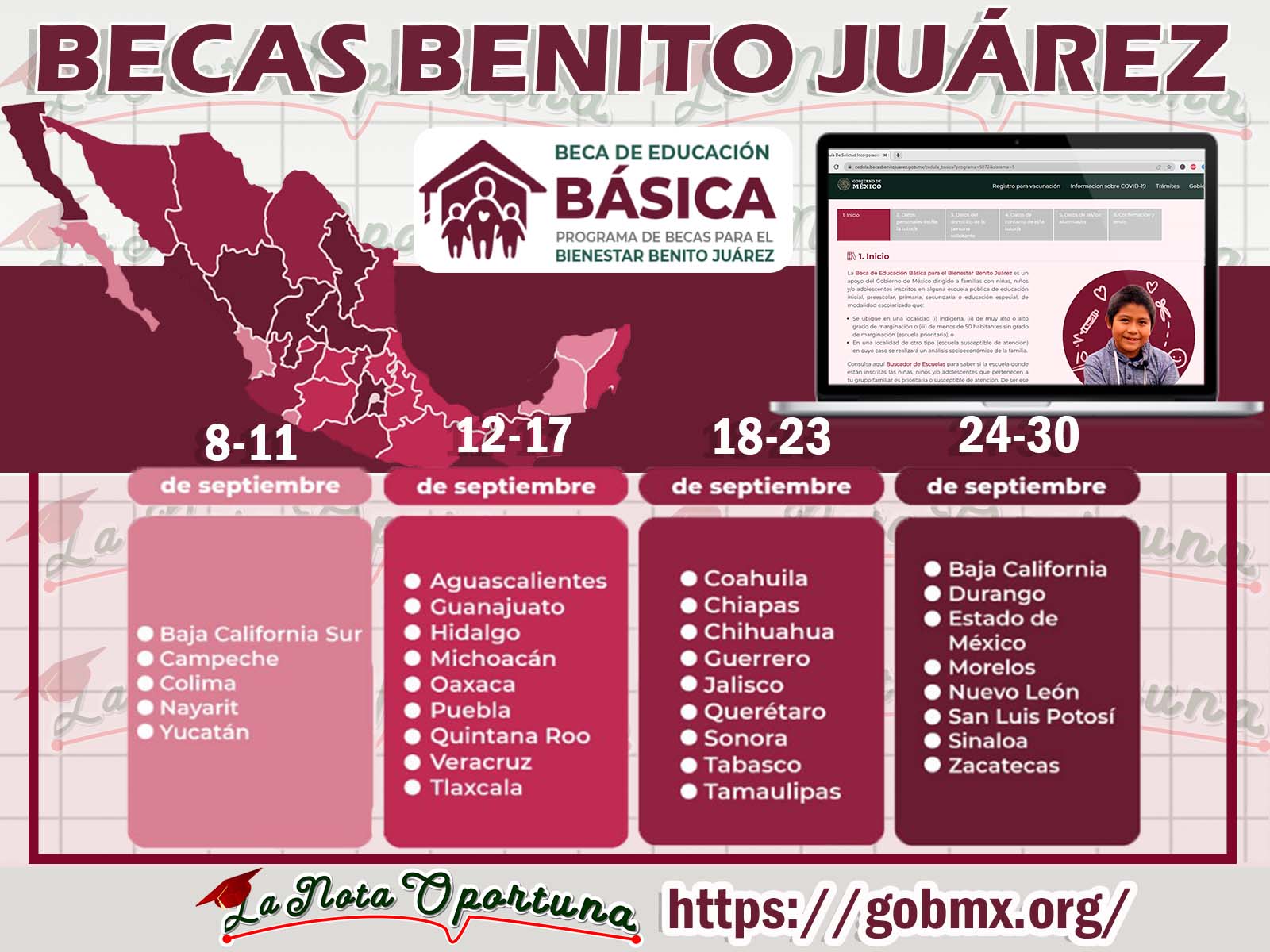 Calendarios de Registro Becas Benito Juárez Nivel Básico ¡Cédula de Solicitud de Incorporación y Cédula Única!