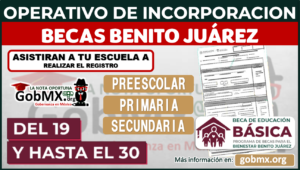 ¡Atención Del 19 al 30 de septiembre! Incorporación Becas Básicas Benito Juárez; Mantente al tanto de tu institución