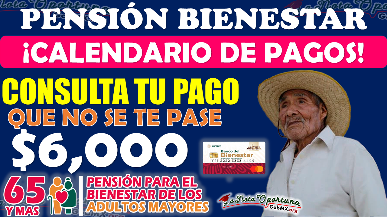 ¡CALENDARIO DE PAGOS DE LA PENSIÓN BIENESTAR 2024 l Entérate quién recibe PAGO de $6 mil pesos el día de hoy lunes 8 de enero!