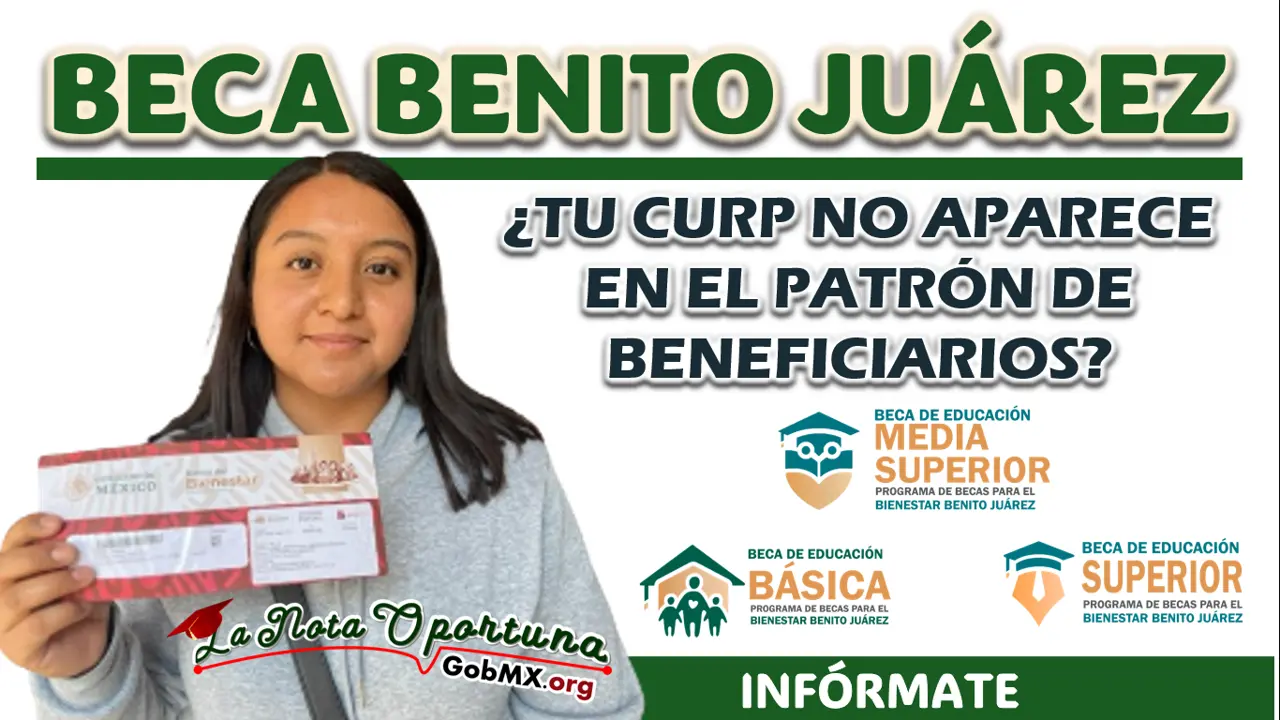 BECA BENITO JUÁREZ| ¿TU CURP NO APARECE EN EL PATRÓN DE BENEFICIARIOS?