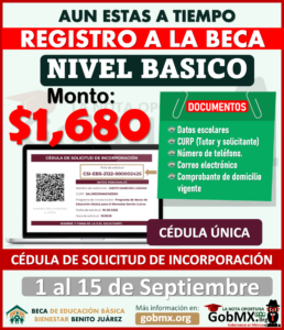 ¡Aun tienes tiempo! Registro a las Becas Benito Juárez; Preescolar, Primaria y Secundaria