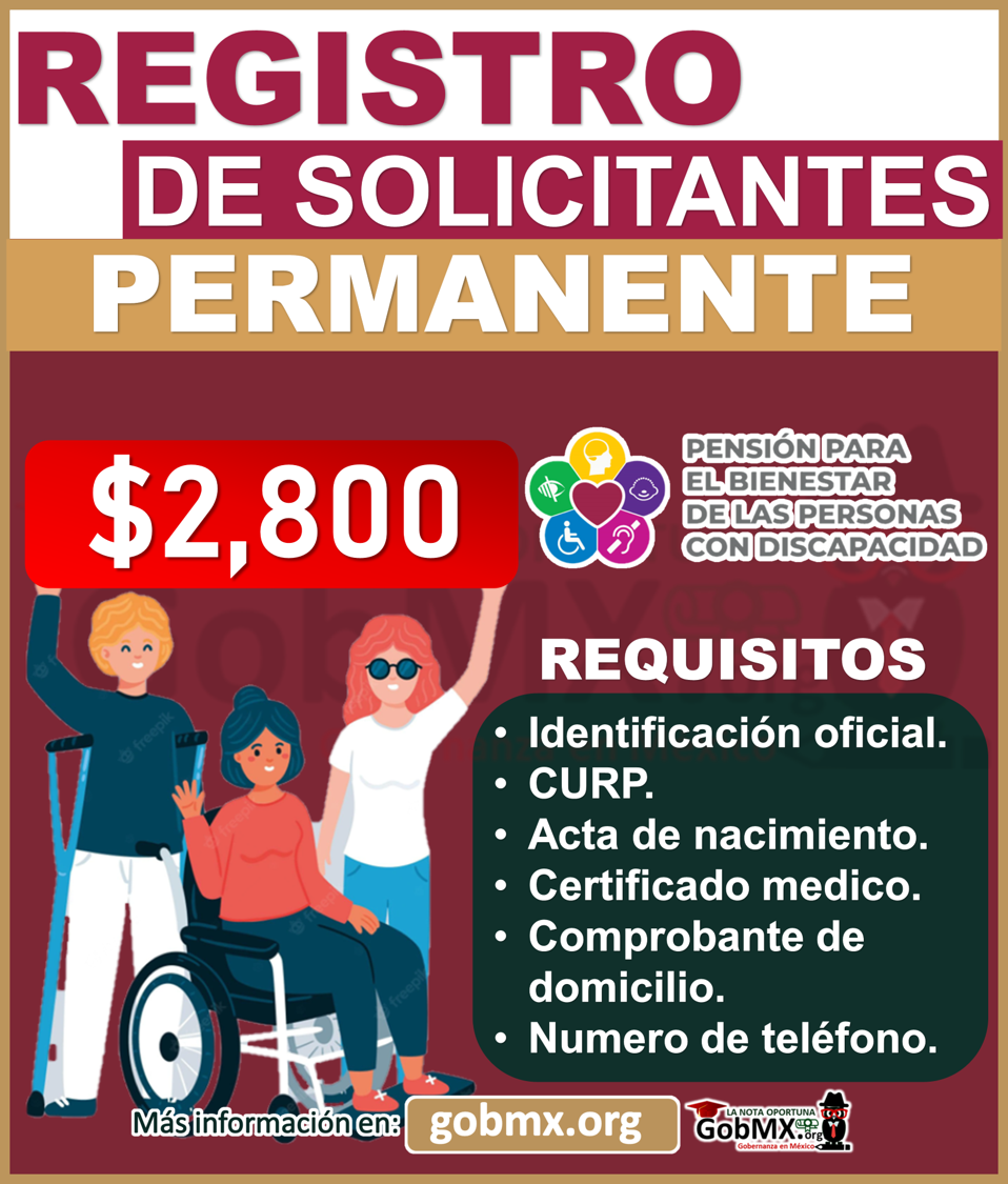 ¡IMPORTANTE! Registro Permanente Pensión del Bienestar Personas con Discapacidad
