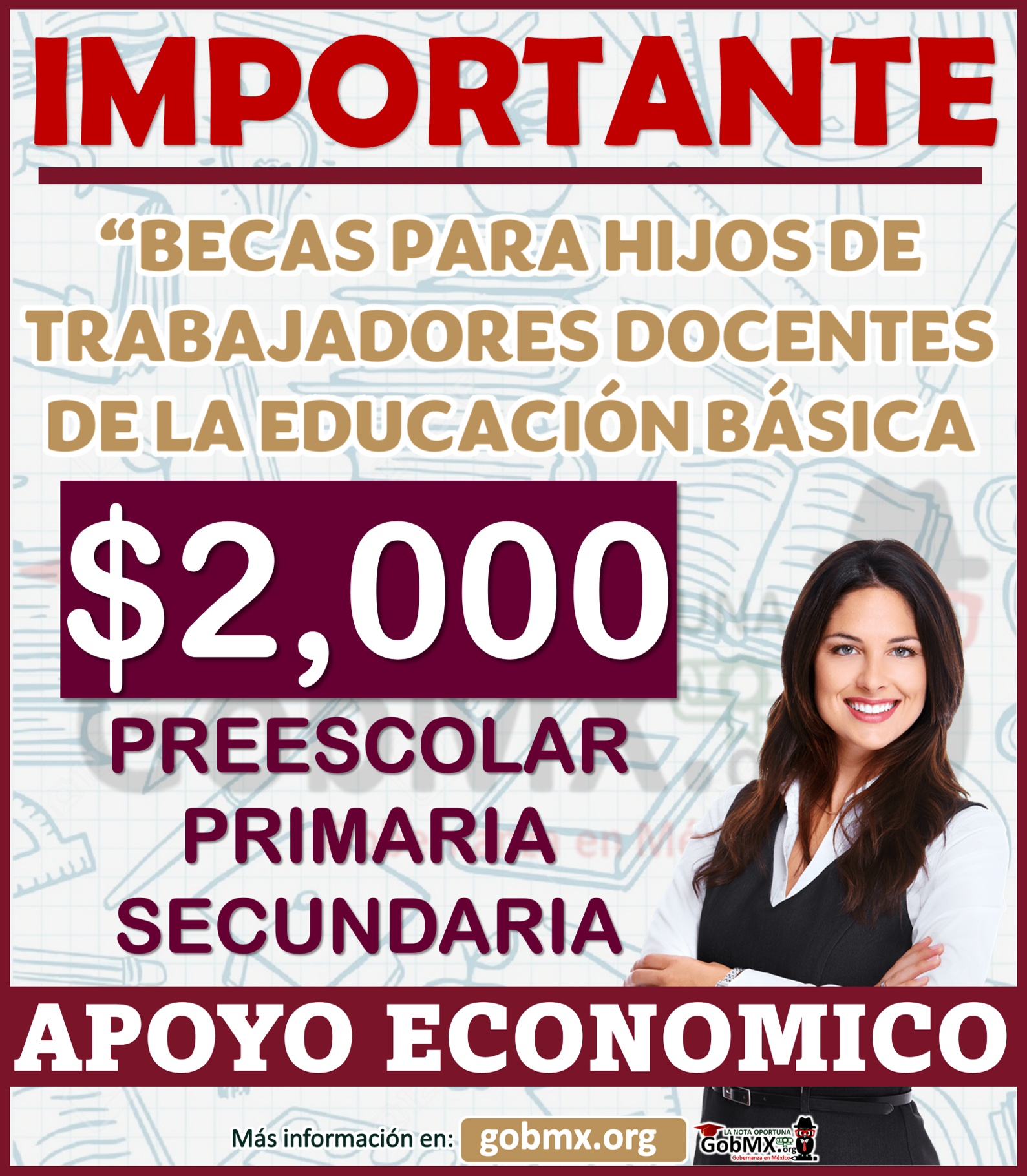 ▷ ¡CONVOCATORIA DISPONIBLE! Apoyo a Hijos de Trabajadores Docentes Educación Básica; Beca de 2 mil pesos » 2023 GobMX.org 🥇 Becas para Hijos de Trabajadores Docentes de la Educación; Recibe 2 mil pesos