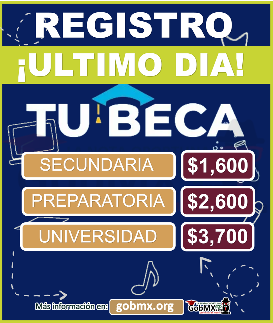 ¡Regístrate a las Becas para Secundaria y Preparatoria TU BECA! Y Recibe hasta 2 mil 600 pesos